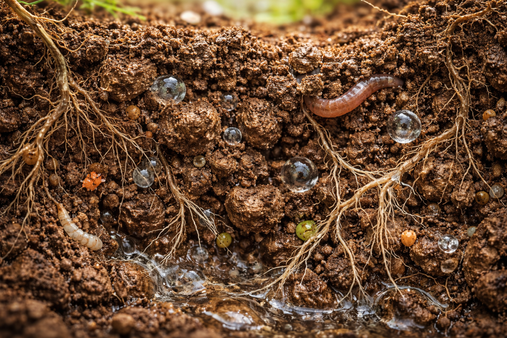 Structure du complexe argilo-humique retenant l’eau et les nutriments dans le sol