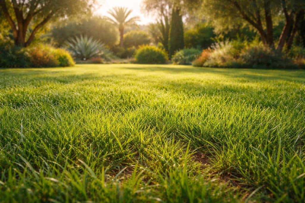 Gazon vert résistant à la chaleur et au manque d’eau au Maroc