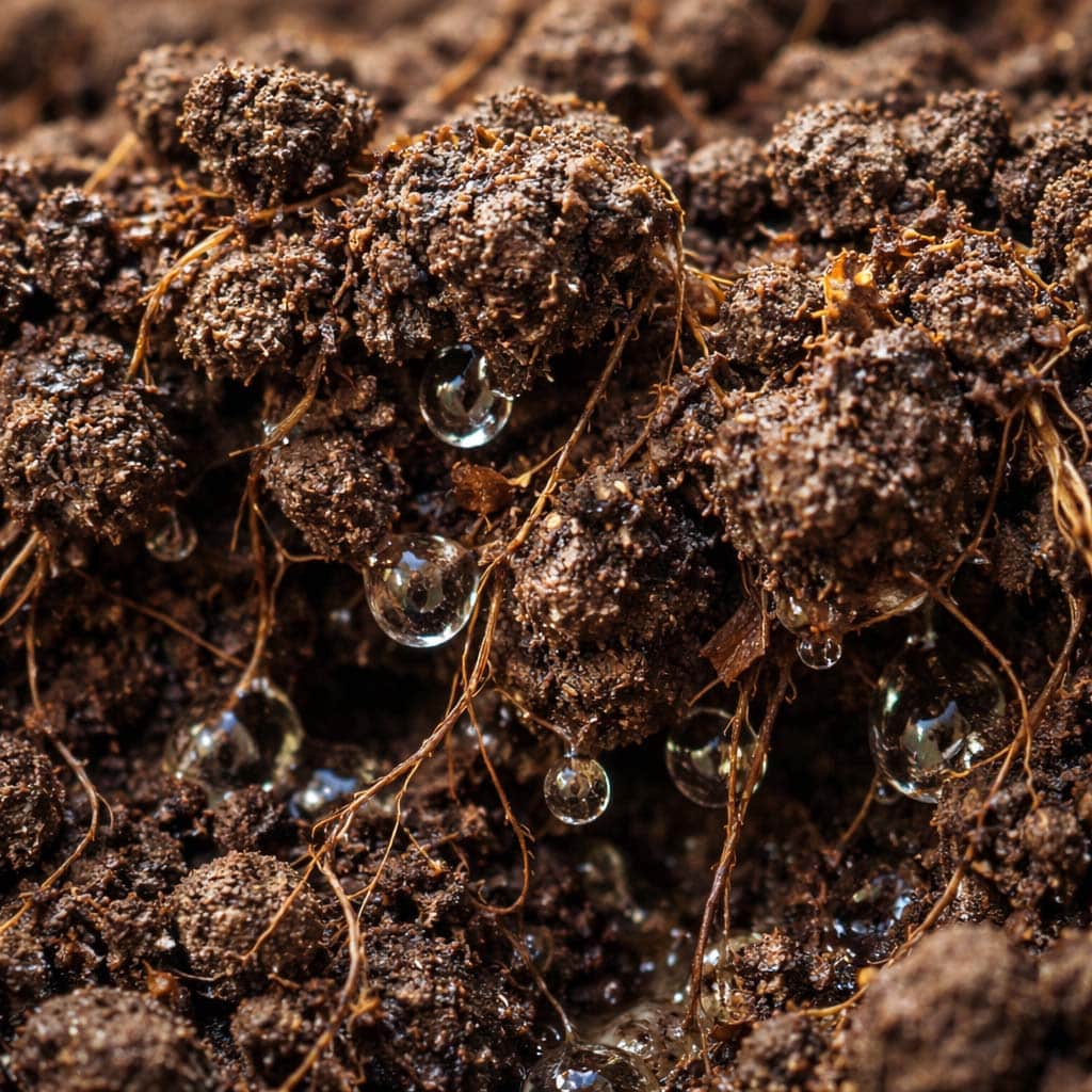 Structure du sol fertile avec humus et complexe argilo-humique