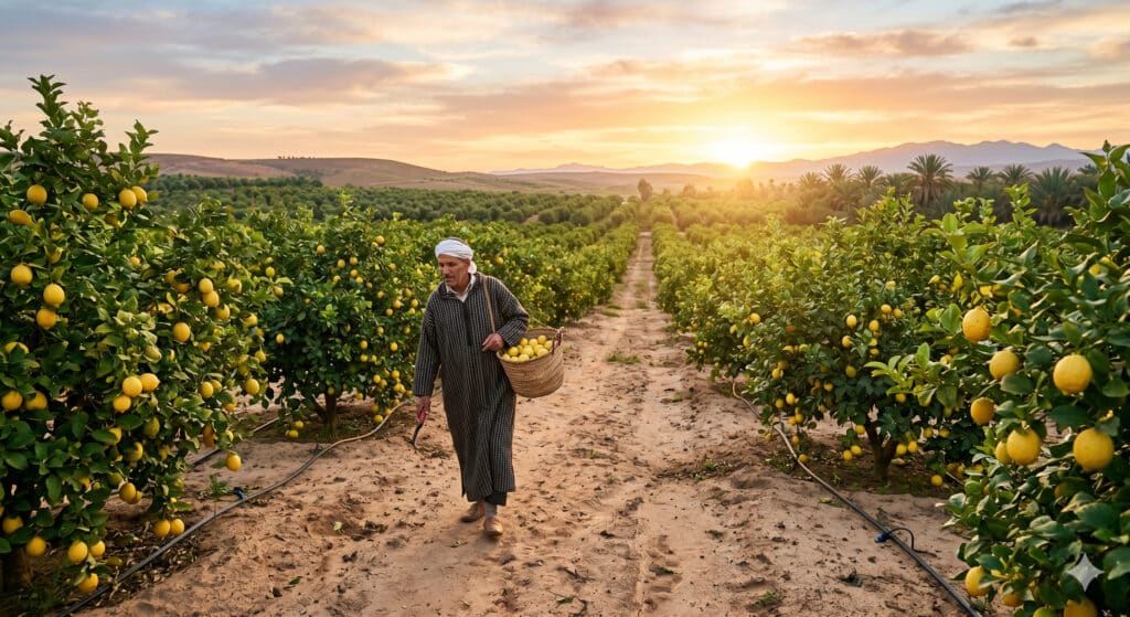 verger citronnier Maroc Gharb Ameur Seflia irrigation goutte à goutte
