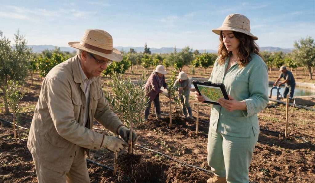 Créer un verger au Maroc : étapes et préparation Créer un verger au Maroc avec plantation d’arbres fruitiers, irrigation et planification technique