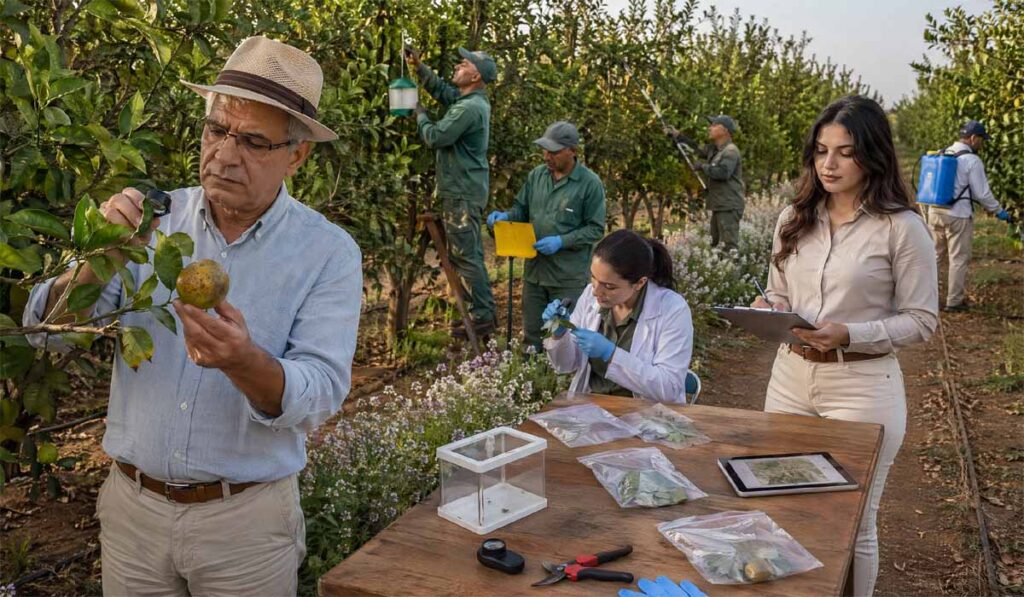 Maladies et ravageurs des arbres fruitiers avec diagnostic, pièges, prélèvements et lutte intégrée