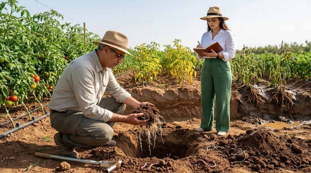 Sol vivant maladies plantes : diagnostic des racines, de la structure du sol et de l’irrigation au Maroc
