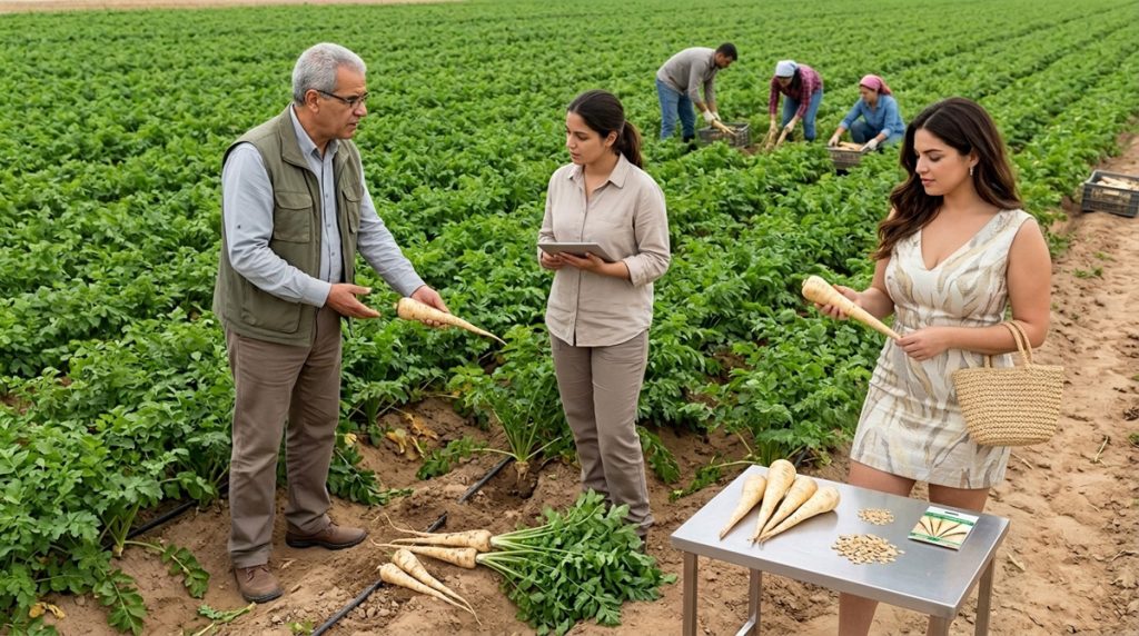 Culture de panais avec contrôle de la qualité des racines, irrigation goutte-à-goutte et semences